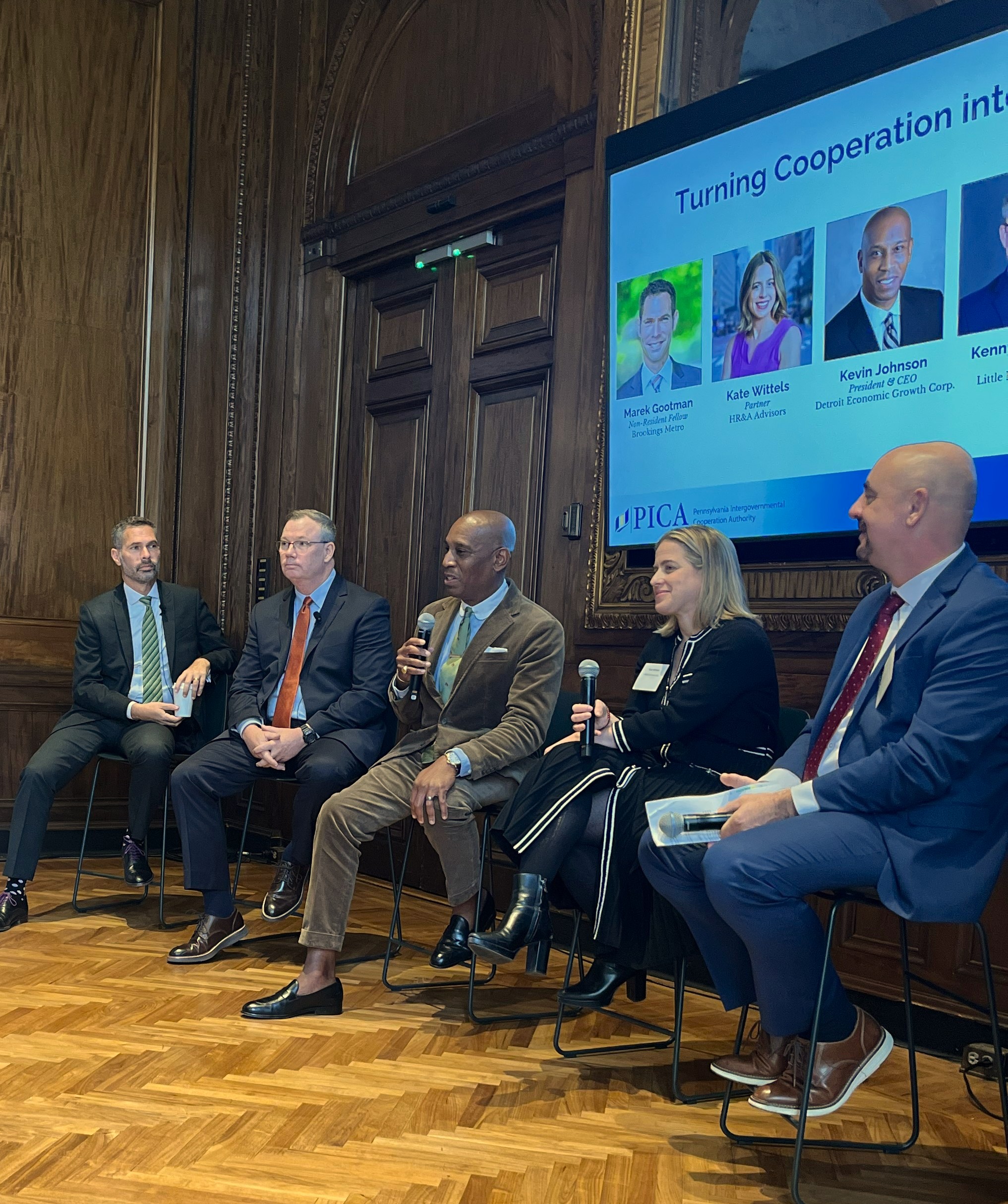 PICA 2025 Fall Forum panelists Marek Gootman, Kenny McDonald, Kevin Johnson, Kate Wittels, and Mike Alexander